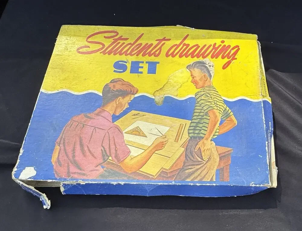 Vintage 1940’s Junior Artist DRAWING Set Wood Easel IN BOX